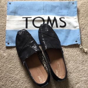 TOMS black sequin 9.5 shoes
